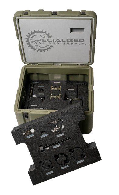H-60 S-70 HH-60 MH-60 SH-60 H60 S70 HH60 MH60 SH60 Blackhawk Tools Maintenance PMI Transmission and Drives Hawk Transmission and Drives Kit HXMSN-102 Transmission Service Kit (XMSKA-60-AA for A Models, XMSKLM-60-AA for L/M Models) for A/L/M contains key peculiar hand tools to service the main transmission of the aircraft. Kit contents: ZBAR-60-AA: H-60 Main Module Hardware Installation Tool CDR-60-AA: H-60 XMSN Chip Detector Removal Tool FBR-60-AA: H-60 Main Mod XMSN Oil Filter Bowl Shut Off/Rem. Tool PRTA-60-AA: H-60 Pitch Change Rod Torque Adapter RBTA-60-AA: H-60 AFT Main Mod Mount Bolt Torque Adapter MMS-60-AA: H-60 3/4 Drive, 11/16 Socket for Main Module Hardware SRT-60-AA: H-60 Gearbox Spline Removal Tool GBSP-60-AA: H-60 Gearbox Seal Removal Tool